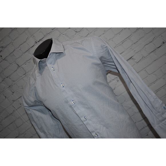 David Donahue Dress Shirt Mens Size XL Blue Geometric Cotton Button Down - Picture 7 of 7